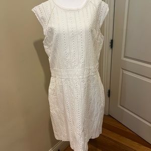Banana republic, white eyelet dress with pockets